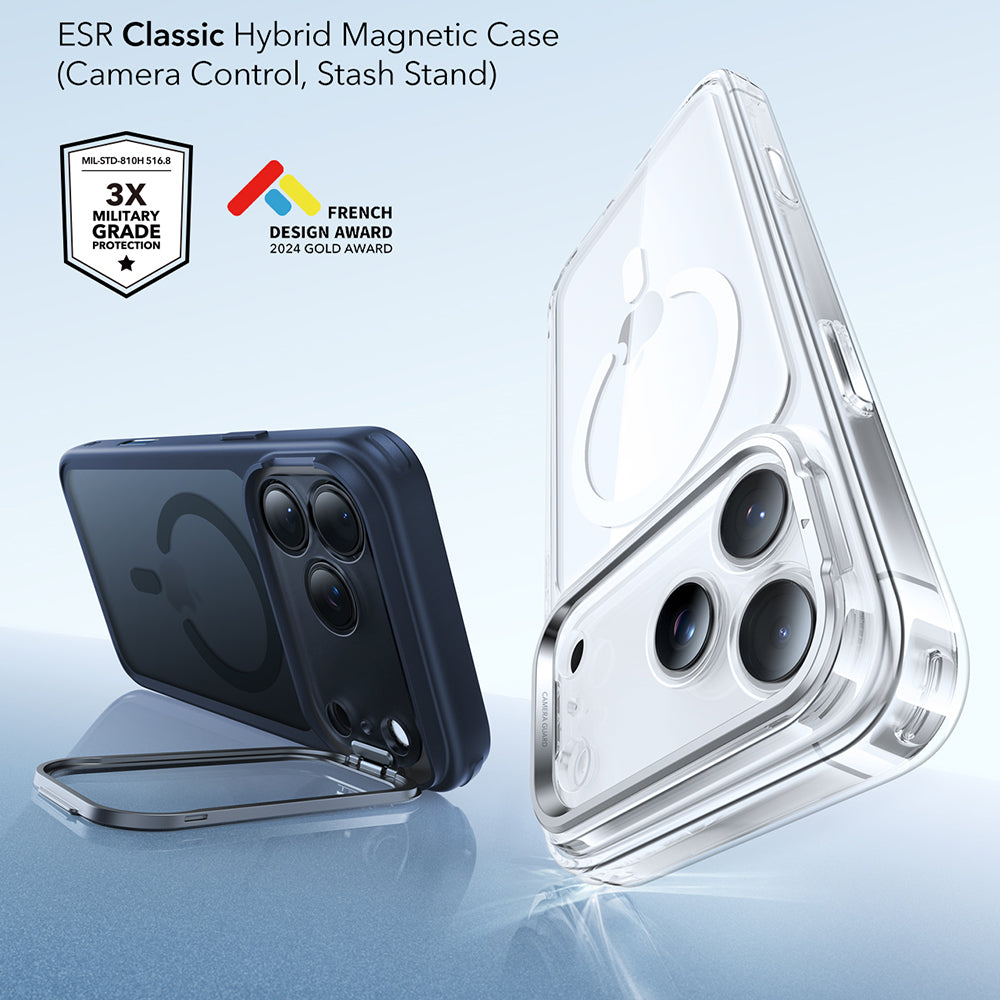 ESR - Classic Hybrid HaloLock Kickstand - iPhone 17 Pro - Frosted Blue
