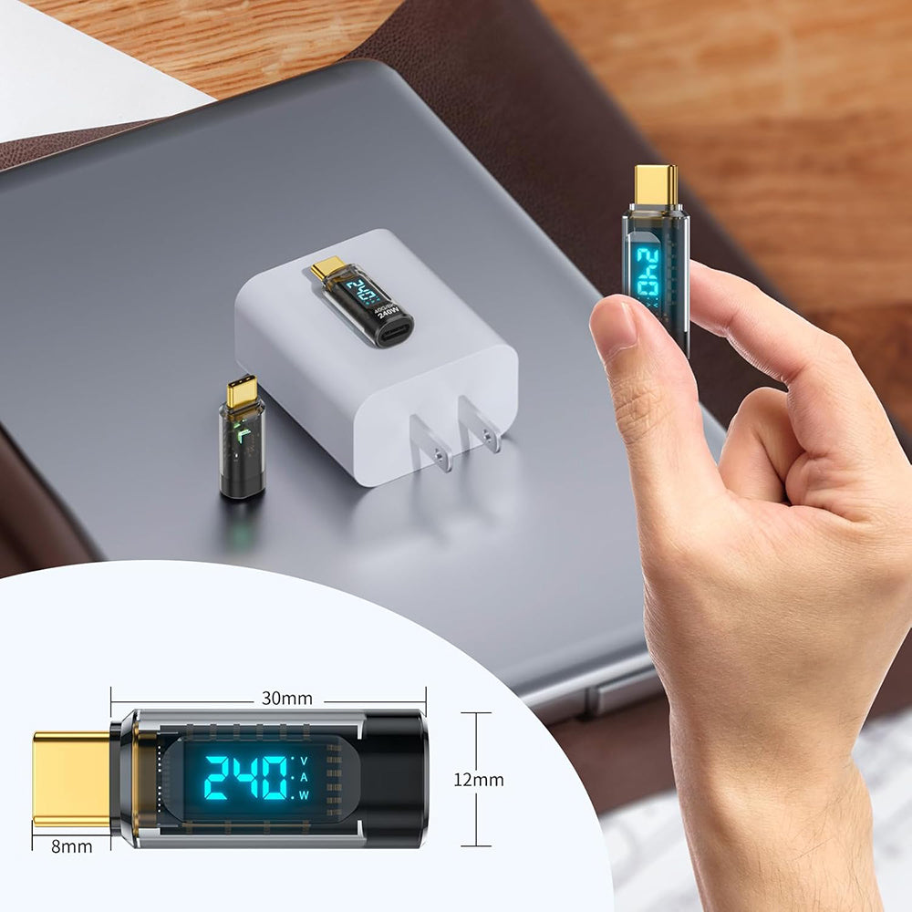 Techsuit - Adapter DataBoost (A23) - USB-C, LED Digital Display, 40Gbps, 8K@60Hz, PD240W - Gray