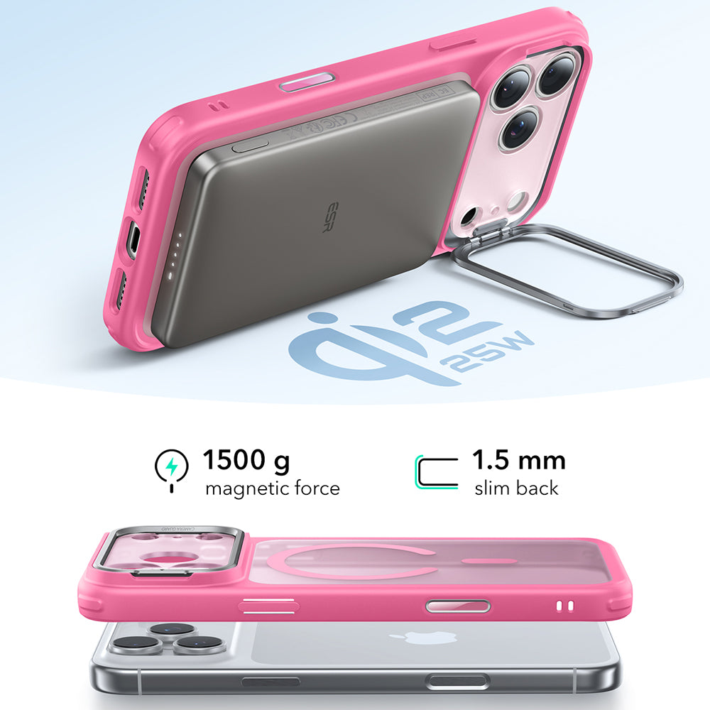 ESR - Classic Hybrid HaloLock Kickstand - iPhone 17 Pro Max - Frosted Pink