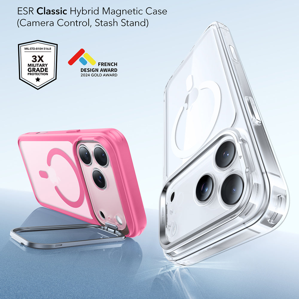 ESR - Classic Hybrid HaloLock Kickstand - iPhone 17 Pro Max - Frosted Pink