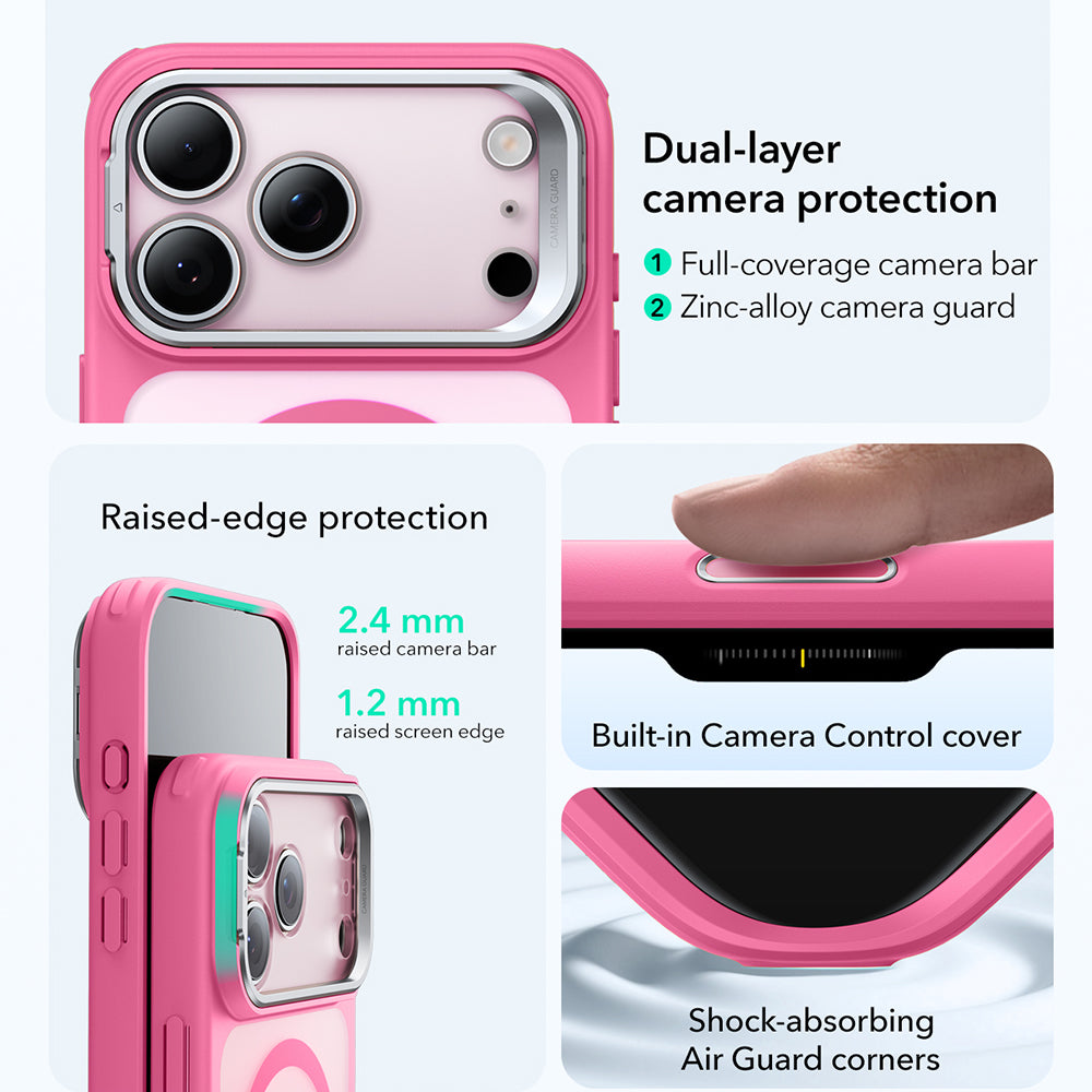 ESR - Classic Hybrid HaloLock Kickstand - iPhone 17 Pro Max - Frosted Pink