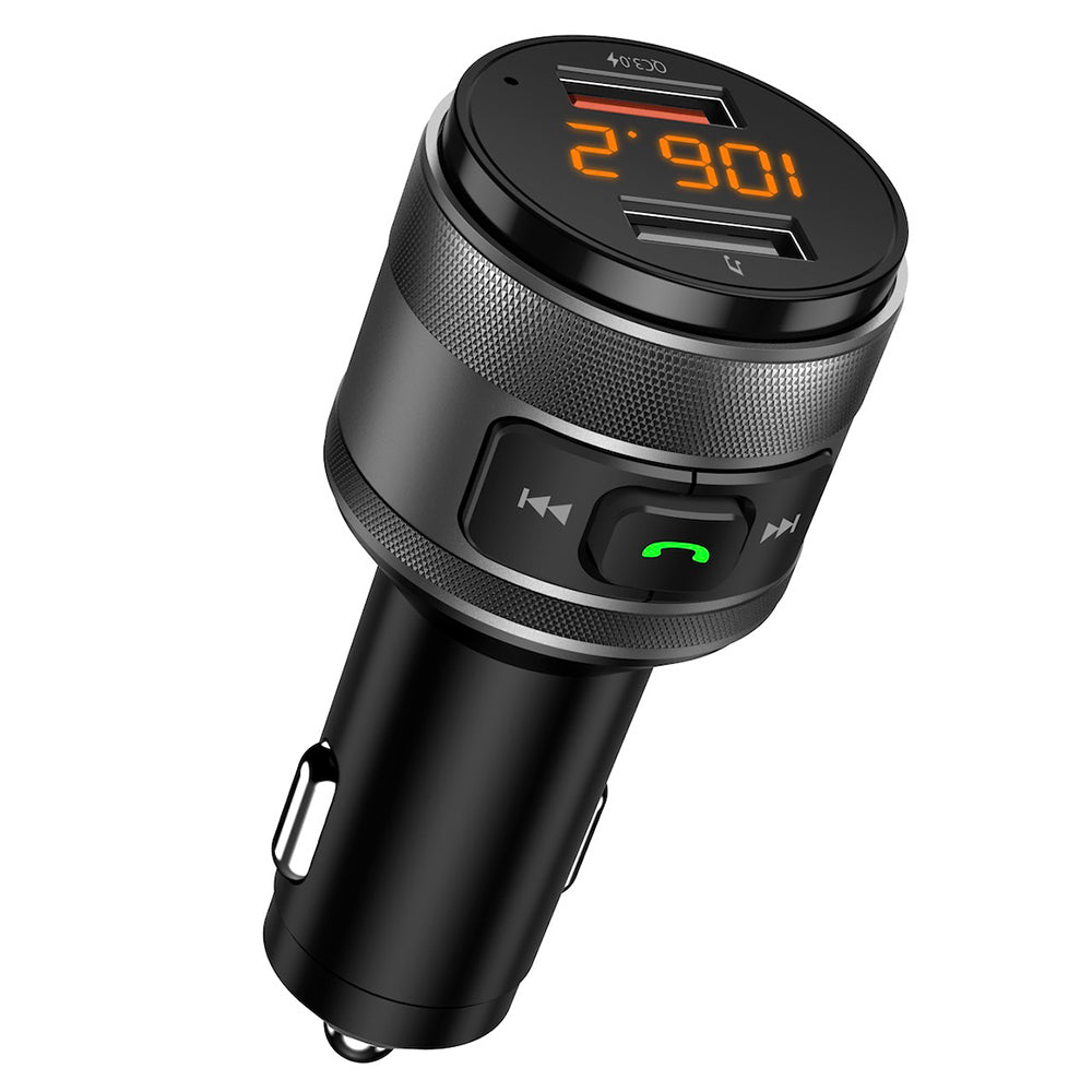 Techsuit - FM Modulator VoltTune (MFM1) - Dual-USB, QC3.0, MP3 Player Function, Bluetooth - Black