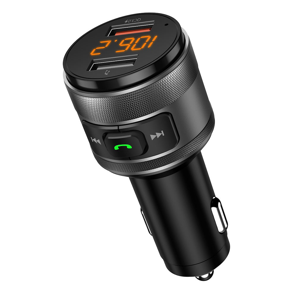 Techsuit - FM Modulator VoltTune (MFM1) - Dual-USB, QC3.0, MP3 Player Function, Bluetooth - Black