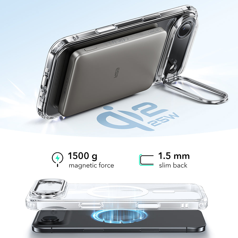 ESR - Classic Hybrid HaloLock Kickstand - iPhone 17 Air - Clear