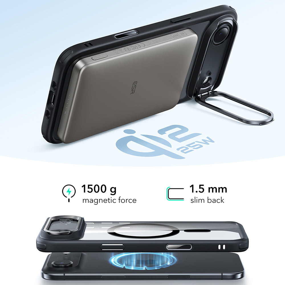 ESR - Classic Hybrid HaloLock Kickstand - iPhone 17 Air - Clear Black
