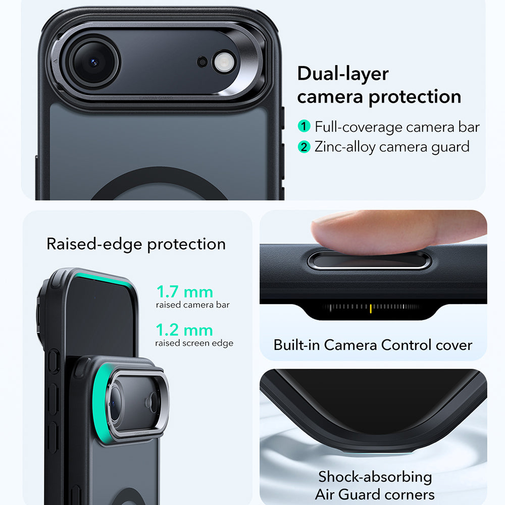 ESR - Classic Hybrid HaloLock Kickstand - iPhone 17 Air - Frosted Black