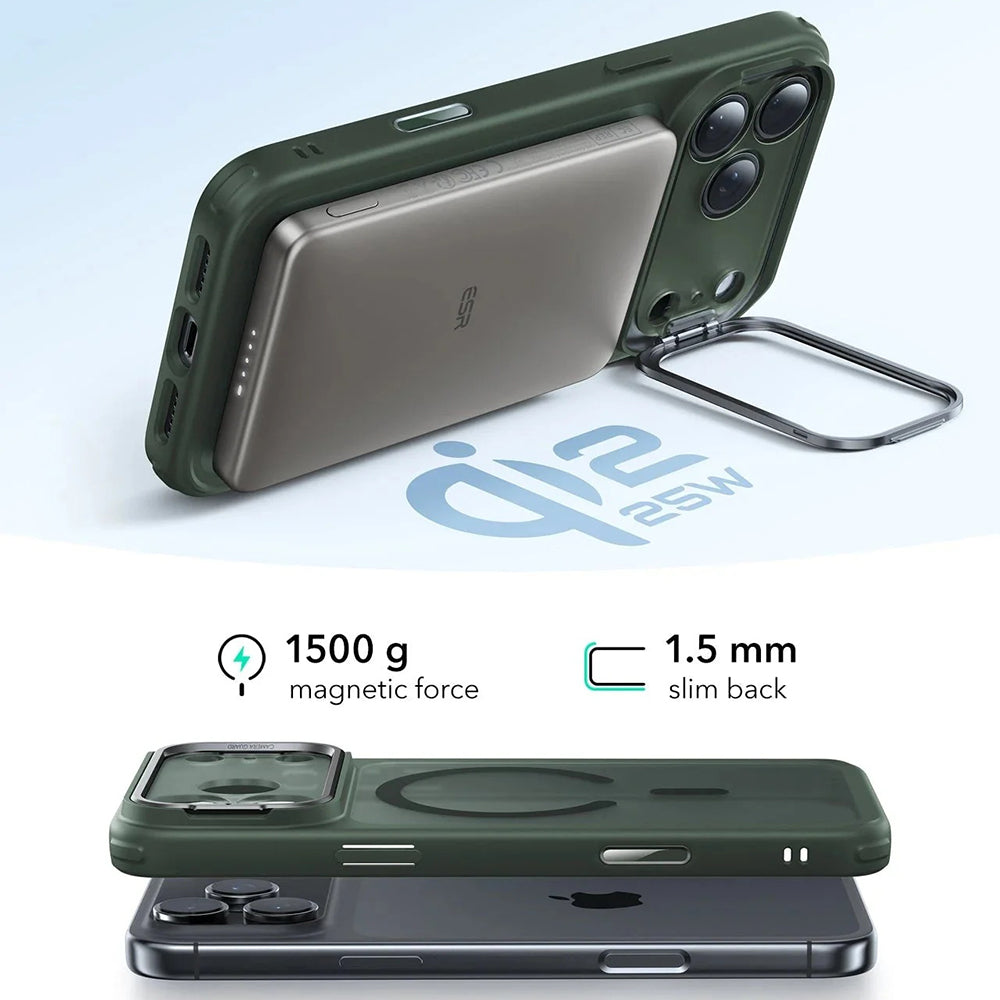ESR - Classic Hybrid HaloLock Kickstand - iPhone 17 Pro Max - Frosted Green