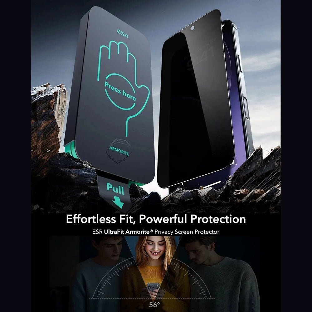 ESR - Privacy Armorite Screen Protector UltraFit (3 pack) - iPhone 17 Pro Max - Black