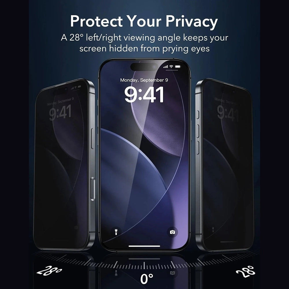 ESR - Privacy Armorite Screen Protector UltraFit (3 pack) - iPhone 17 Pro - Black