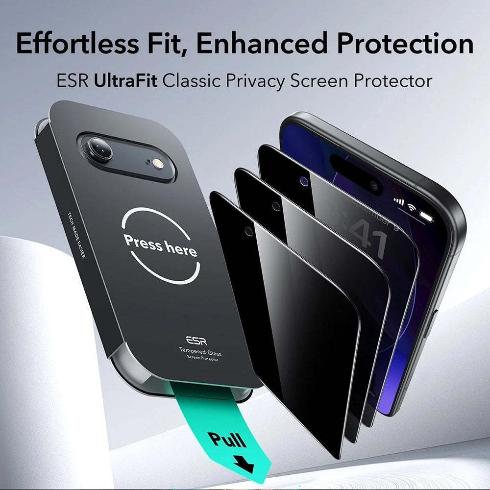 ESR - Privacy Tempered Glass UltraFit (3 pack) - iPhone 17 Air - Black
