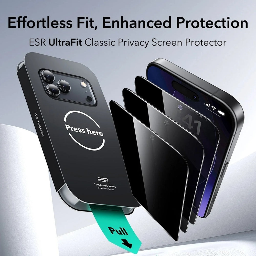 ESR - Privacy Tempered Glass UltraFit (3 pack) - iPhone 17 Pro Max - Black