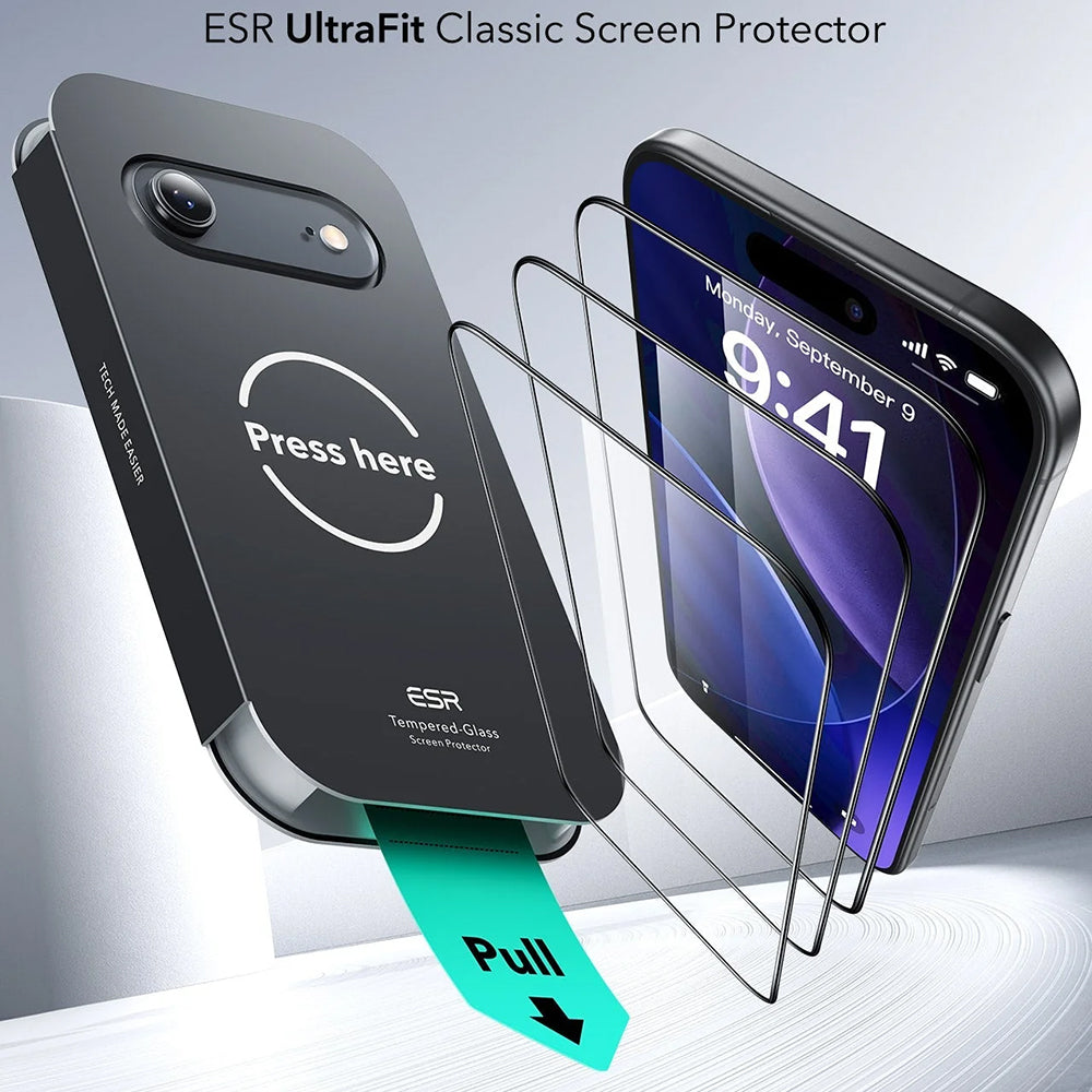 ESR - Tempered Glass UltraFit (3 pack) - iPhone 17 Air - Black