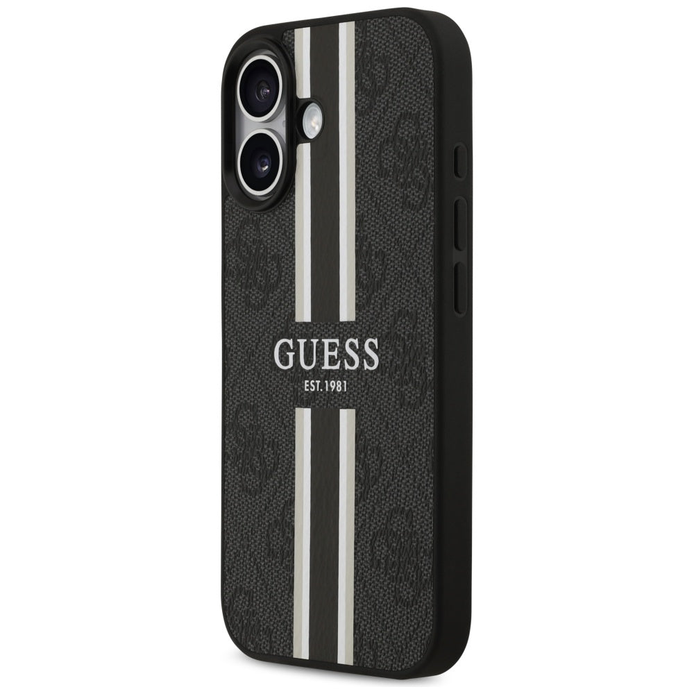 Husa pentru iPhone 17 - Guess Hardcase 4G Printed Stripes MagSafe (GUHMP17SP4RPSK) - Black