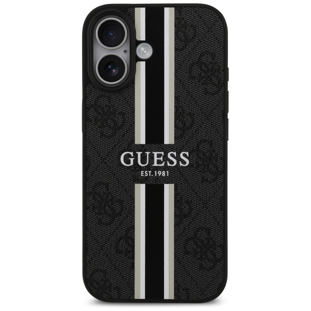 Husa pentru iPhone 17 - Guess Hardcase 4G Printed Stripes MagSafe (GUHMP17SP4RPSK) - Black