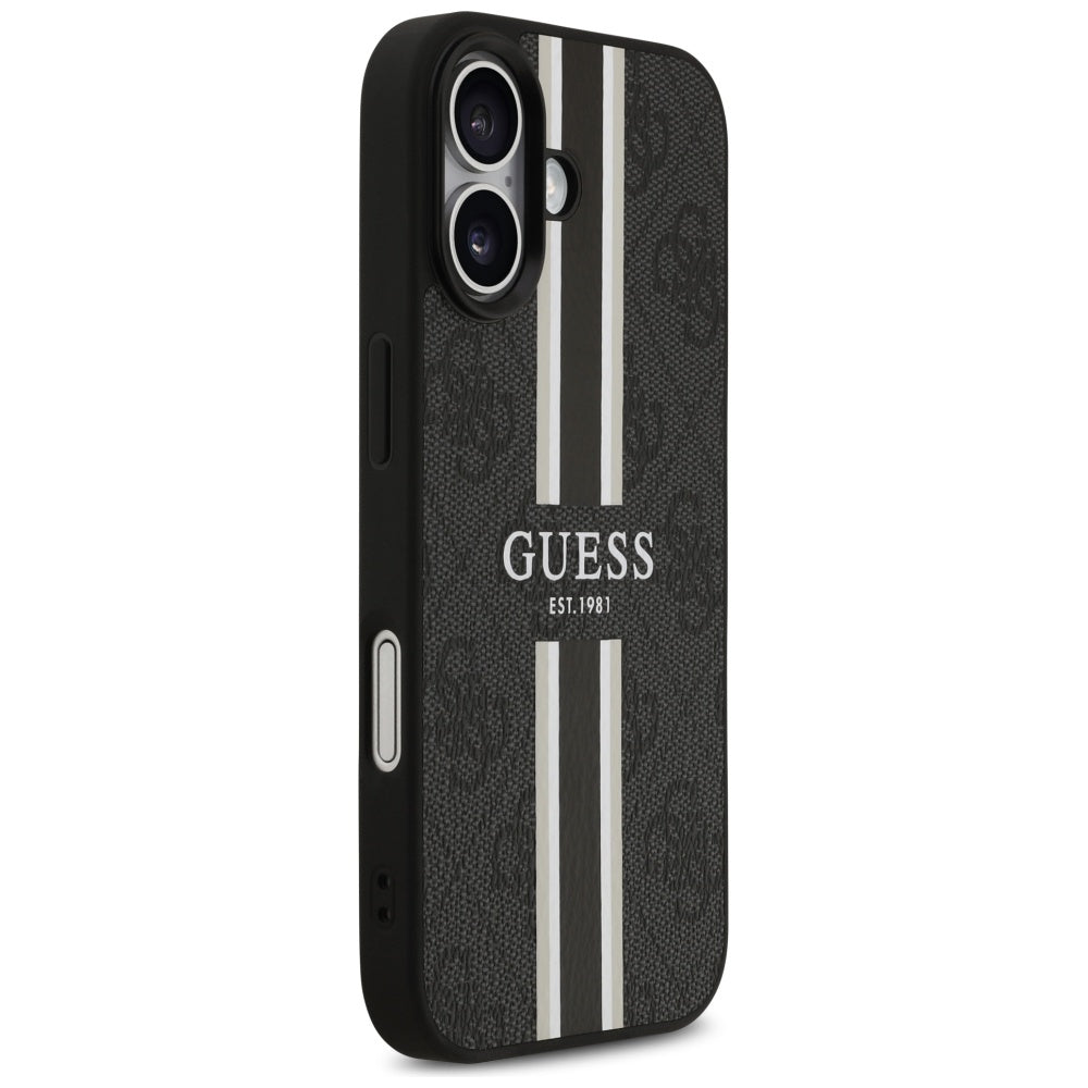 Husa pentru iPhone 17 - Guess Hardcase 4G Printed Stripes MagSafe (GUHMP17SP4RPSK) - Black