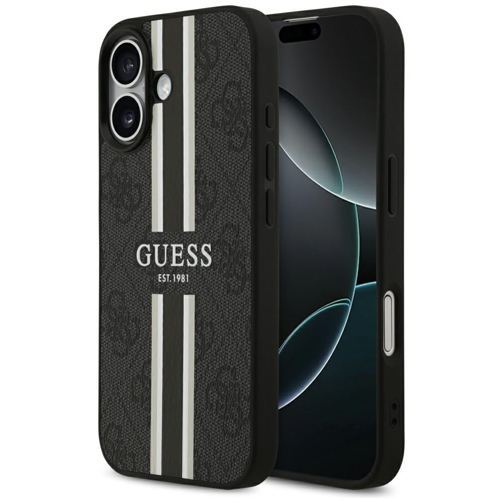 Husa pentru iPhone 17 - Guess Hardcase 4G Printed Stripes MagSafe (GUHMP17SP4RPSK) - Black