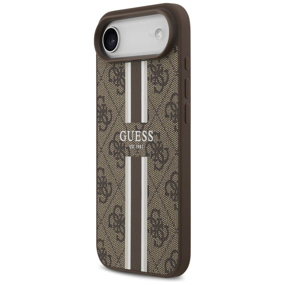 Husa pentru iPhone 17 Air - Guess Hardcase 4G Printed Stripes MagSafe (GUHMP17MP4RPSW) - Brown