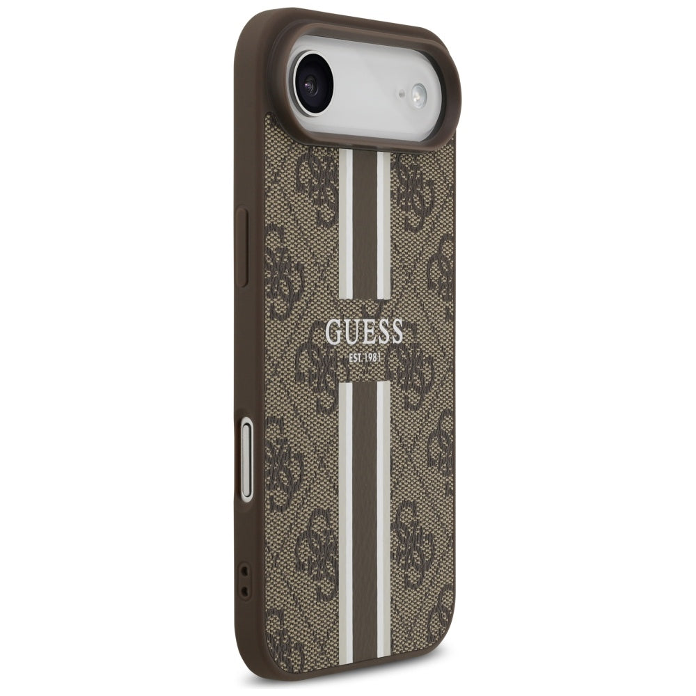Husa pentru iPhone 17 Air - Guess Hardcase 4G Printed Stripes MagSafe (GUHMP17MP4RPSW) - Brown
