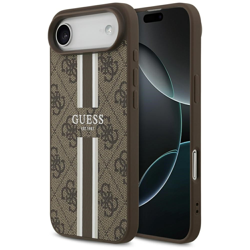 Husa pentru iPhone 17 Air - Guess Hardcase 4G Printed Stripes MagSafe (GUHMP17MP4RPSW) - Brown