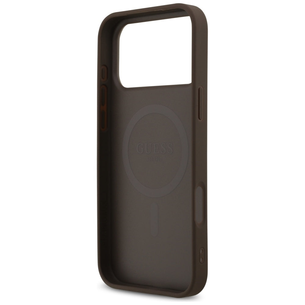 Husa pentru iPhone 17 Pro Max - Guess Hardcase 4G Printed Stripes MagSafe (GUHMP17XP4RPSW) - Brown