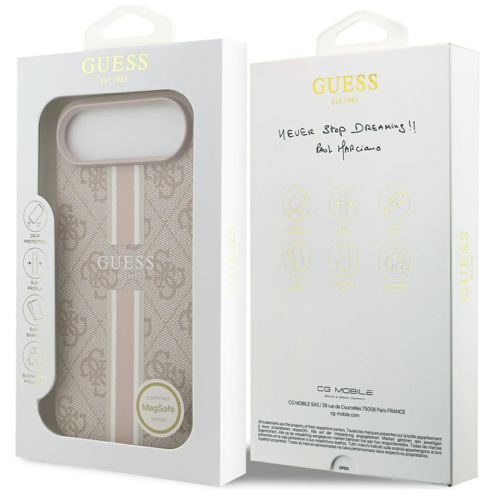 Husa pentru iPhone 17 Air - Guess Hardcase 4G Printed Stripes MagSafe (GUHMP17MP4RPSP) - Pink