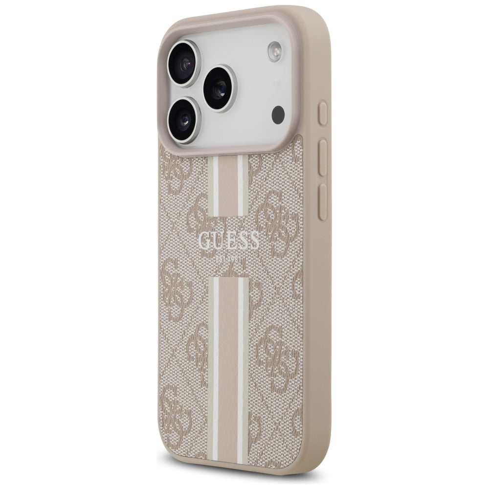 Guess Husa de protectie Guess Hardcase 4G Printed Stripes MagSafe (GUHMP17LP4RPSP) compatibil cu iPhone 17 Pro, Roz – im