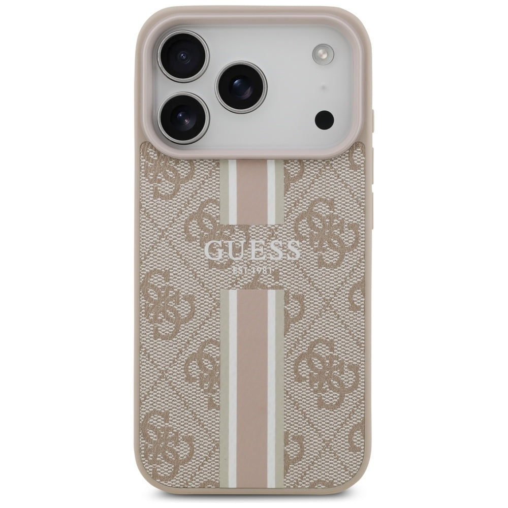 Guess Husa de protectie Guess Hardcase 4G Printed Stripes MagSafe (GUHMP17LP4RPSP) compatibil cu iPhone 17 Pro, Roz – im