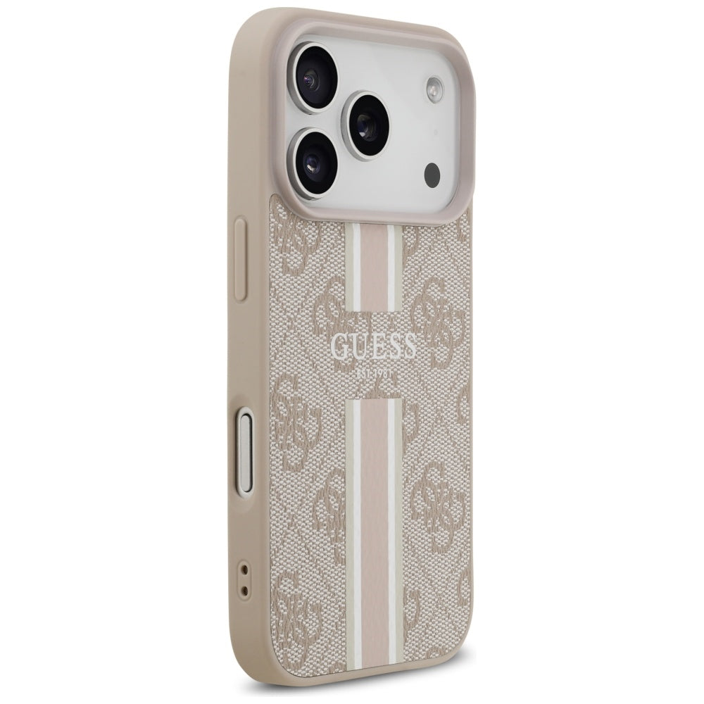 Guess Husa de protectie Guess Hardcase 4G Printed Stripes MagSafe (GUHMP17LP4RPSP) compatibil cu iPhone 17 Pro, Roz – im