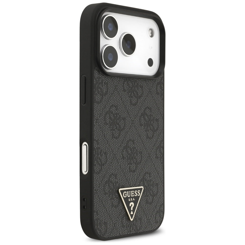 Husa pentru iPhone 17 Pro - Guess Hardcase 4G Triangle Logo MagSafe with Cord Strap (GUHMP17LP4TSDPPSK) - Black