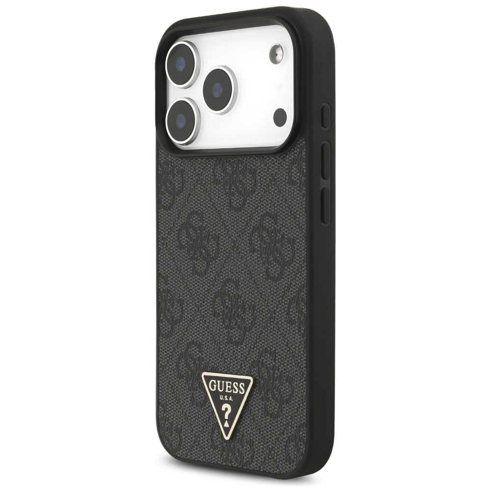 Husa pentru iPhone 17 Pro - Guess Hardcase 4G Triangle Logo MagSafe with Cord Strap (GUHMP17LP4TSDPPSK) - Black
