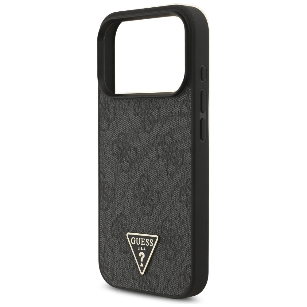 Husa pentru iPhone 17 Pro - Guess Hardcase 4G Triangle Logo MagSafe with Cord Strap (GUHMP17LP4TSDPPSK) - Black