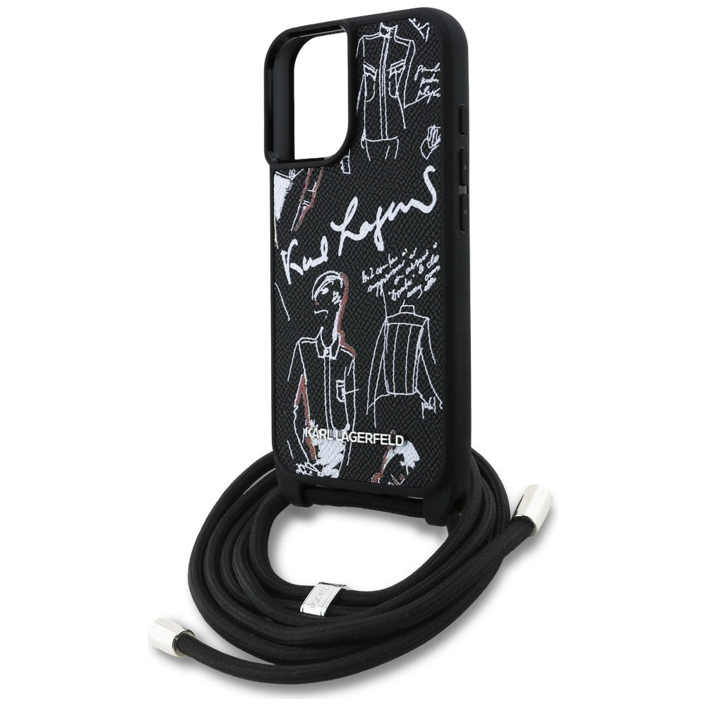Karl Lagerfeld - Saffiano MagSafe Crossbody (KLHCP16SPGGRMPCK) - iPhone 16 - Black