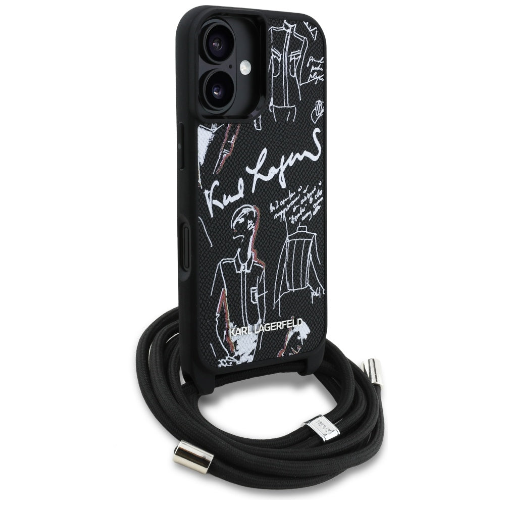 Karl Lagerfeld - Saffiano MagSafe Crossbody (KLHCP16SPGGRMPCK) - iPhone 16 - Black