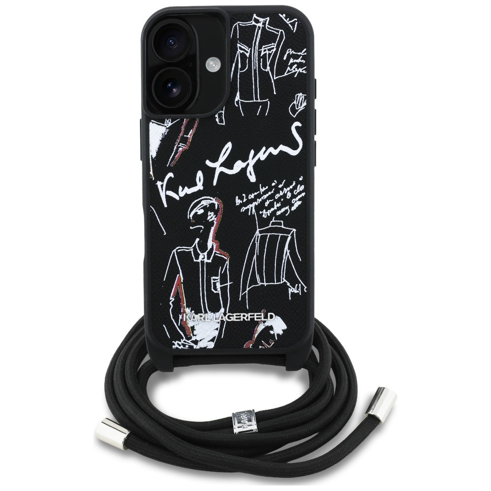 Karl Lagerfeld - Saffiano MagSafe Crossbody (KLHCP16SPGGRMPCK) - iPhone 16 - Black
