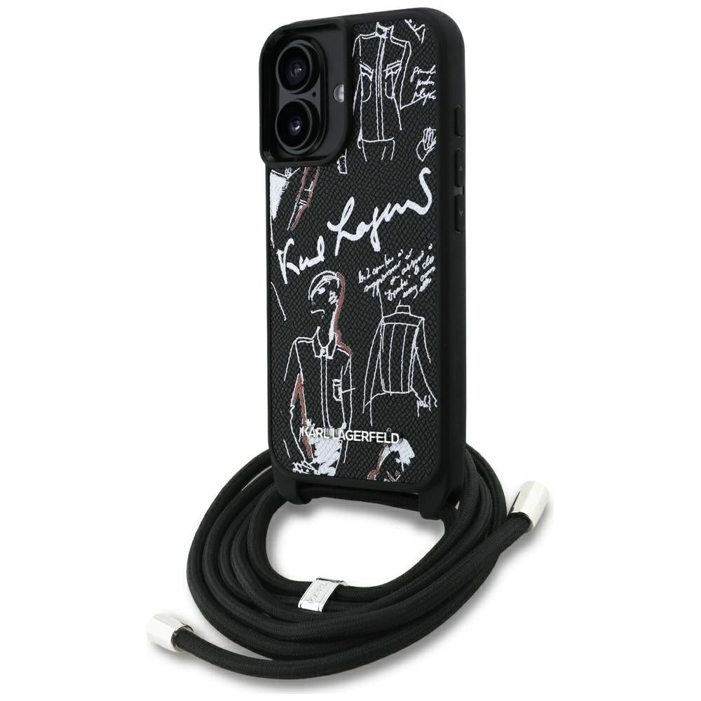 Karl Lagerfeld - Saffiano MagSafe Crossbody (KLHCP16SPGGRMPCK) - iPhone 16 - Black