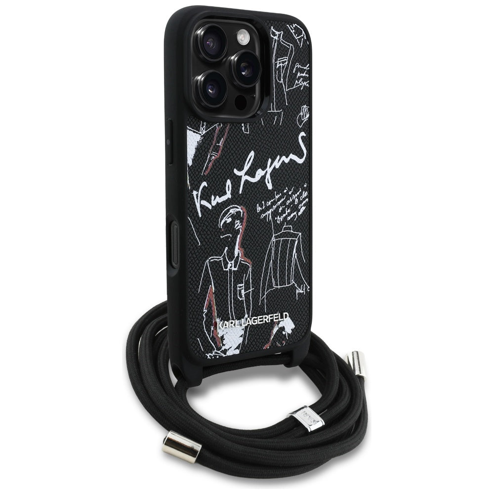 Karl Lagerfeld - Saffiano MagSafe Crossbody (KLHCP16LPGGRMPCK) - iPhone 16 Pro - Black