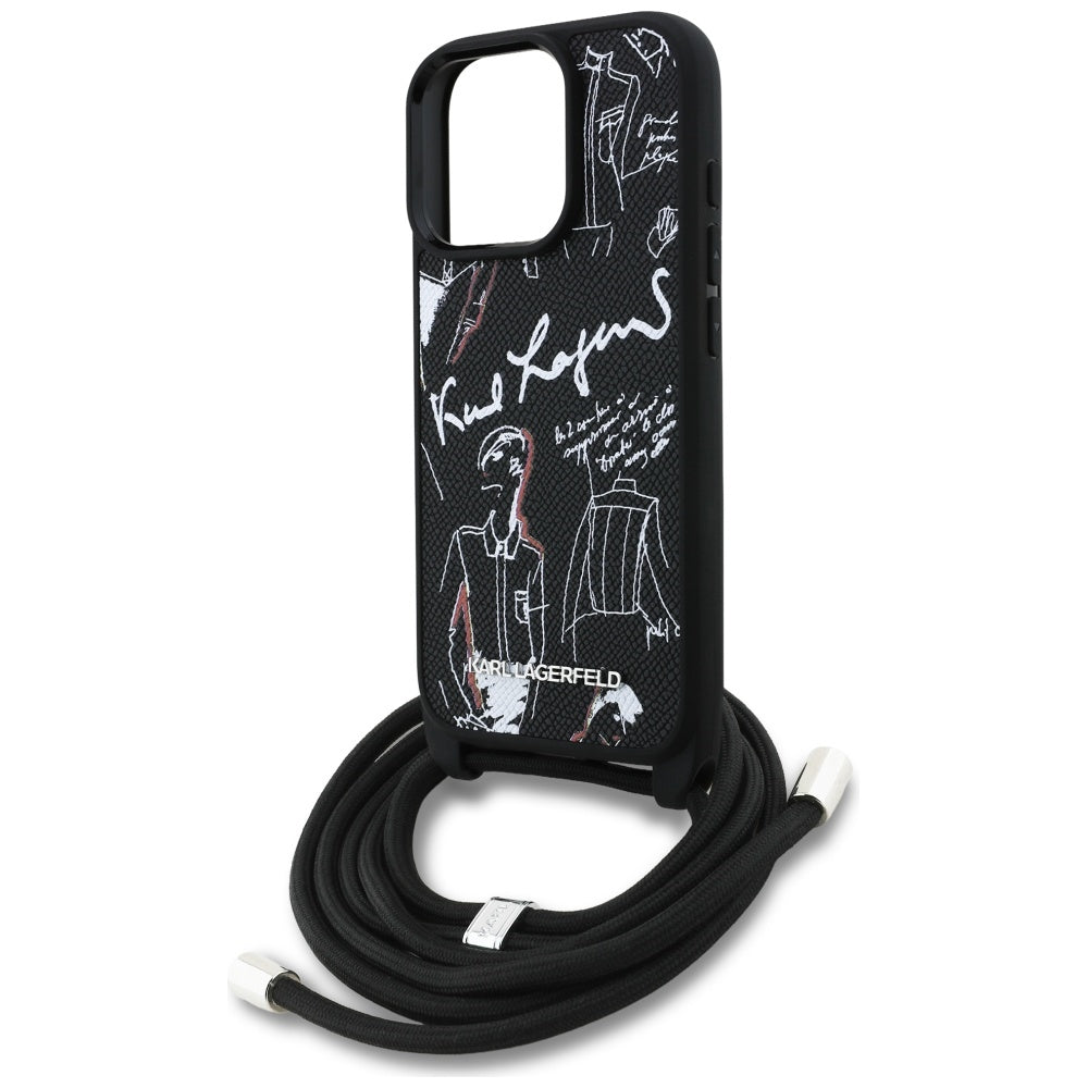 Karl Lagerfeld - Saffiano MagSafe Crossbody (KLHCP16LPGGRMPCK) - iPhone 16 Pro - Black