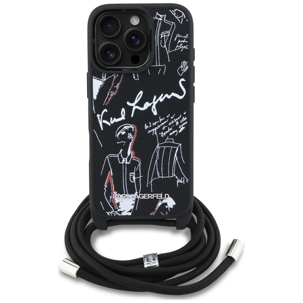 Karl Lagerfeld - Saffiano MagSafe Crossbody (KLHCP16LPGGRMPCK) - iPhone 16 Pro - Black