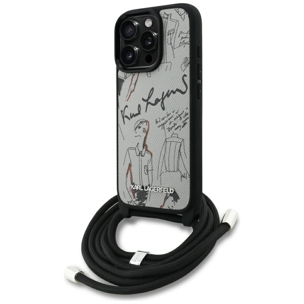 Karl Lagerfeld - Saffiano MagSafe Crossbody (KLHCP16LPGGRMPCG) - iPhone 16 Pro - Grey