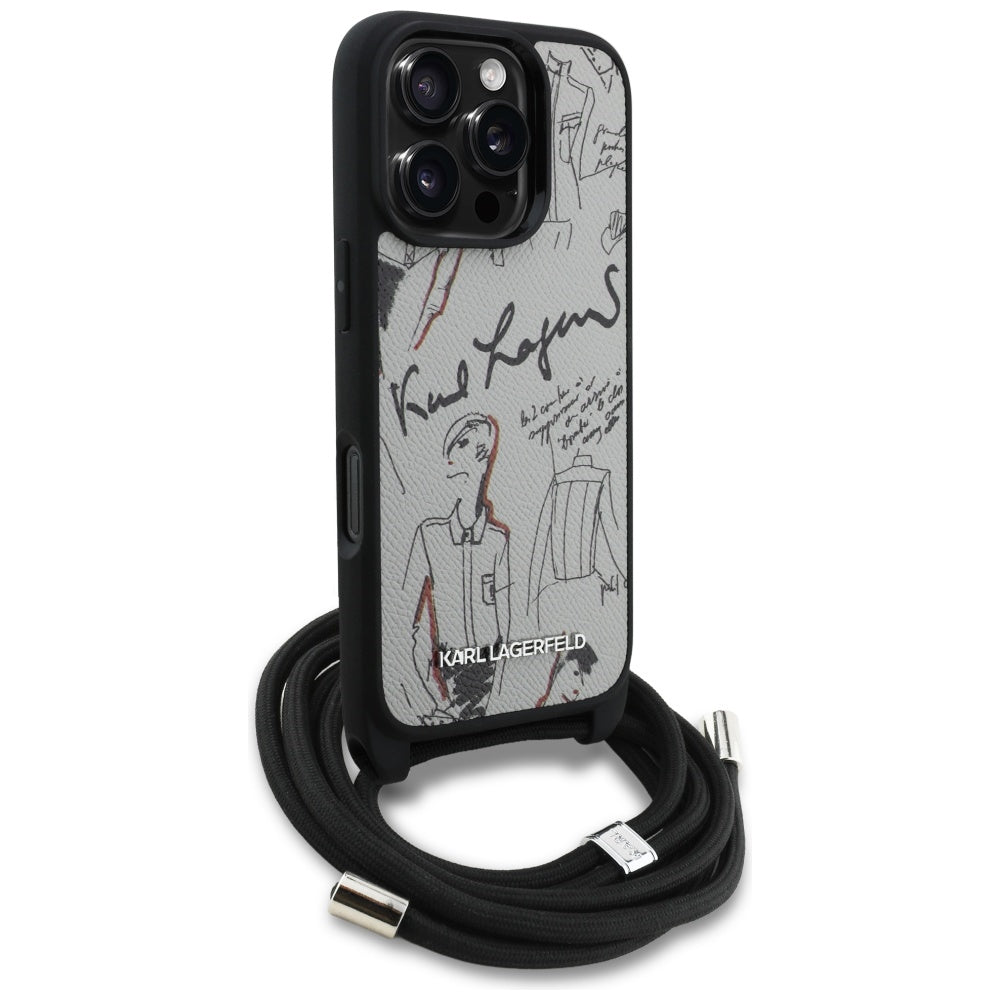 Karl Lagerfeld - Saffiano MagSafe Crossbody (KLHCP16XPGGRMPCG) - iPhone 16 Pro Max - Grey
