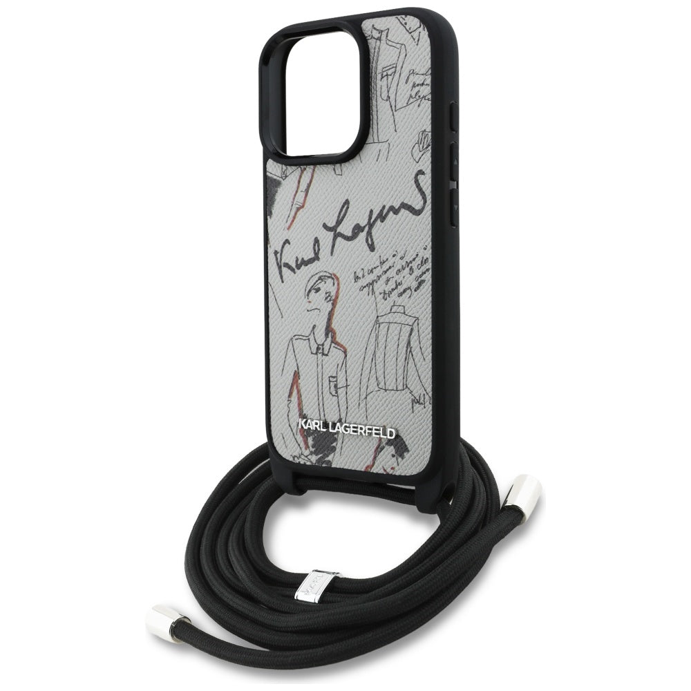 Karl Lagerfeld - Saffiano MagSafe Crossbody (KLHCP16XPGGRMPCG) - iPhone 16 Pro Max - Grey