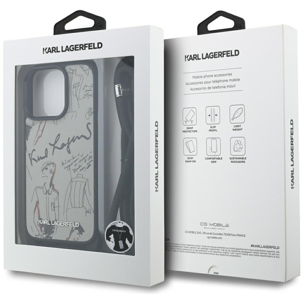 Karl Lagerfeld - Saffiano MagSafe Crossbody (KLHCP16XPGGRMPCG) - iPhone 16 Pro Max - Grey