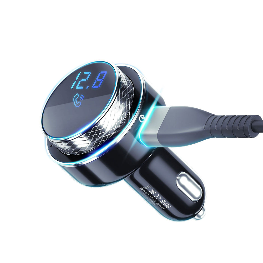 3mk - Car FM Transmitter Hyper - with Phone Charging Function, MP3 Player, LED, 2x USB, Card Slot, 30W, QC, 2A - Black/S