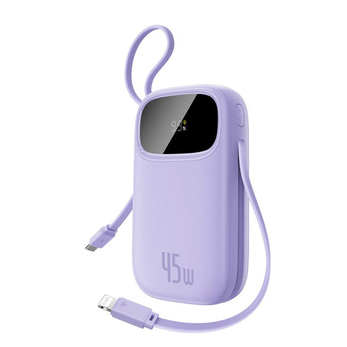 Baseus - Power Bank EnerFill FC31 Qpow 3 (E0028C02) - USB-C/Lightning Cables, 10000mAh, 45W, Digital Display - Nebula Pu