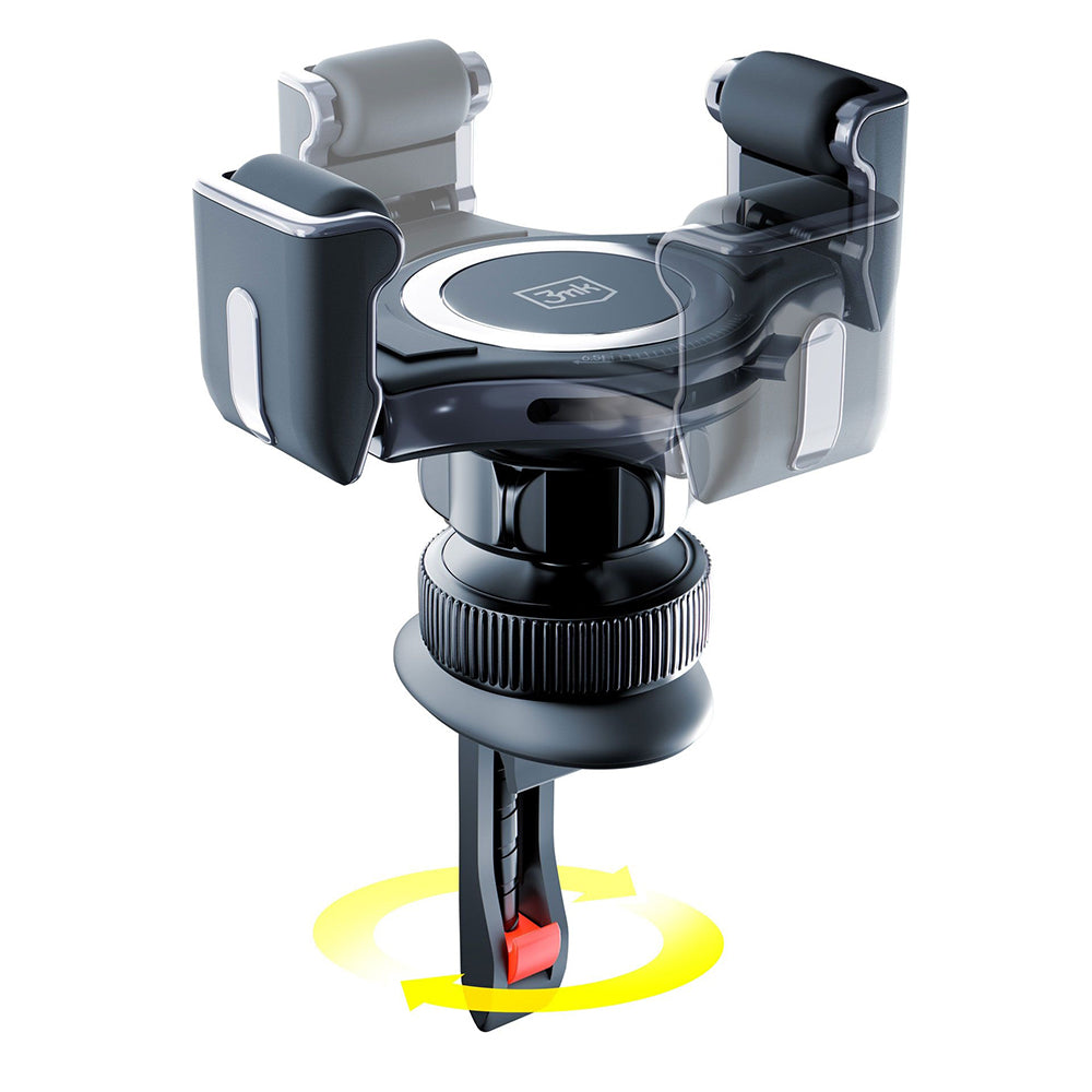 3mk - Car Holder Memo Hug - for Air Vent, One-Handed Operation, Vertical/Horizontal Rotation, 4.5 - 6.5" - Black