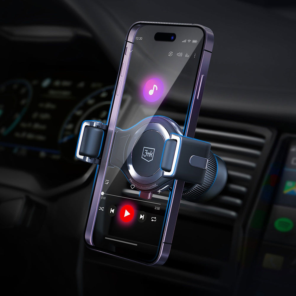 3mk - Car Holder Memo Hug - for Air Vent, One-Handed Operation, Vertical/Horizontal Rotation, 4.5 - 6.5" - Black