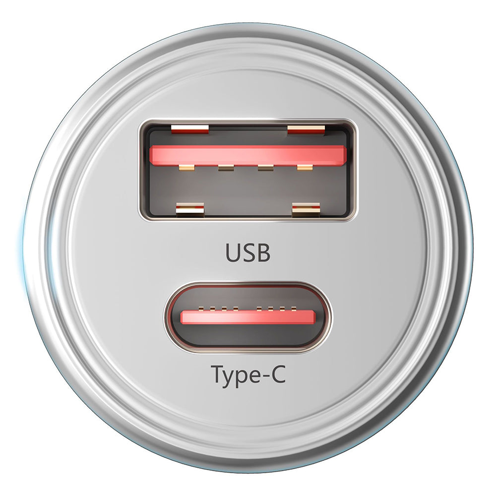 3mk - Car Charger Hyper - USB-A, Type-C, 30W, Durable Aluminium - Silver