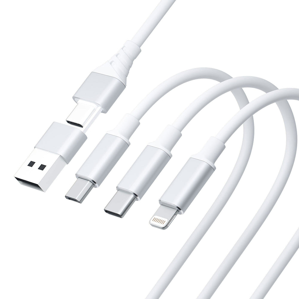 3mk Cablu 3mk 3in1 Hyper, USB-A/C to USB-C/Micro-USB/Lightning, 12W, 3A, 1.5m, Alb – imagine 3