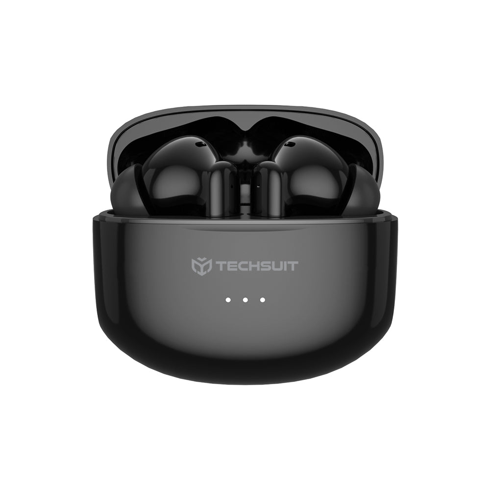 Techsuit - Premium Wireless Earbuds Audira Pro (CW1) - Bluetooth V5.4, 300mAh, Active Noise Cancelling, 4 Mic - Black