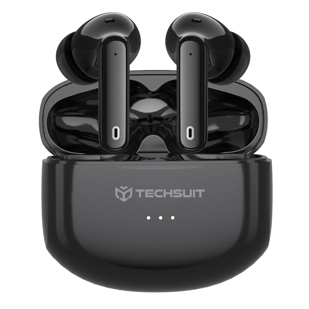 Techsuit - Premium Wireless Earbuds Audira Pro (CW1) - Bluetooth V5.4, 300mAh, Active Noise Cancelling, 4 Mic - Black